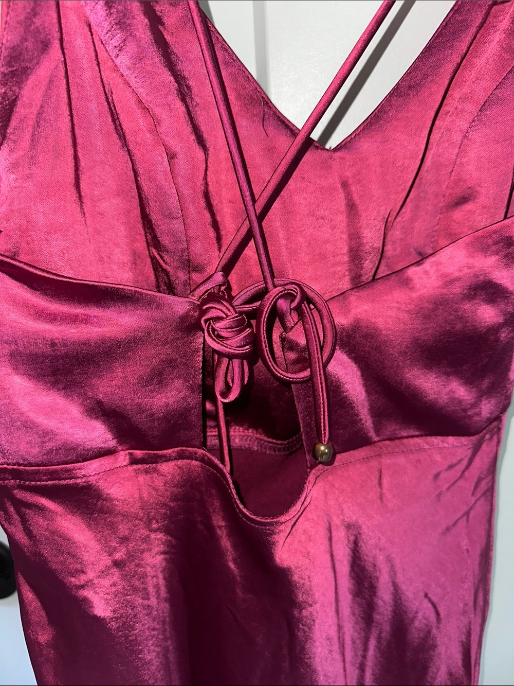 Hello Molly Magenta Satin Midi Slip Dress - Picture 2 of 5